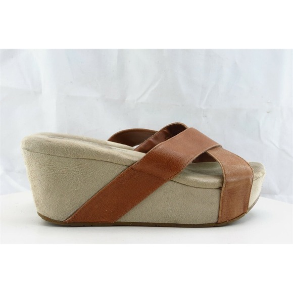 Jessica‎ Simpson Sz 7.5 B Brown Slide Leather Women Sandals - Picture 5 of 8